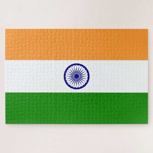 Indian Flag (India) (South Asian Country) (Bharat) Jigsaw Puzzle (Horizontal)