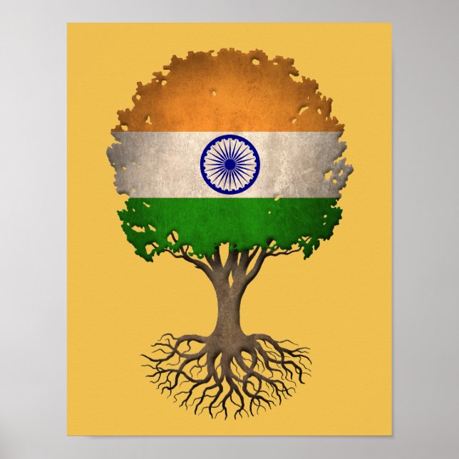 Indian Flag Tree of Life Customizable Poster (Front)