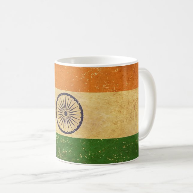 Indian Flag Vintage Grunge Design Mug (Front Right)