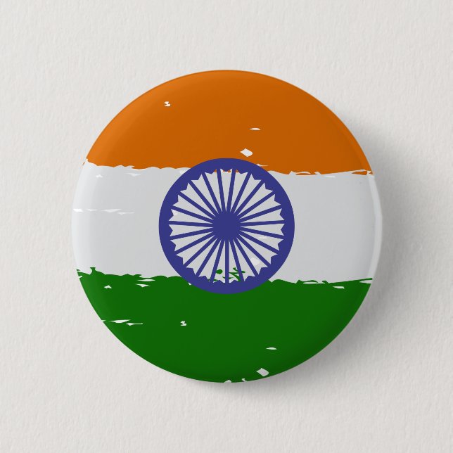 INDIAN FLAG with Brush Effect 2 Inch Round Button (Front)