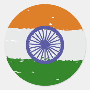 INDIAN FLAG with Brush Effect Classic Round Sticker