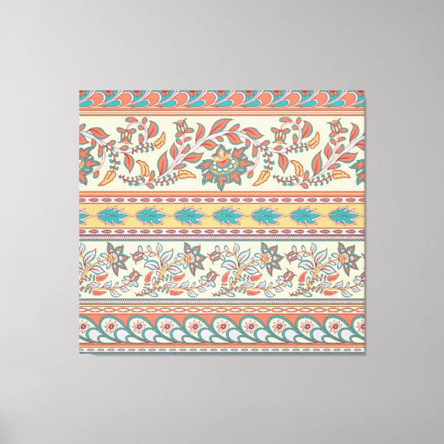 Indian Floral Borders Seamless Pattern Canvas Print (Front)