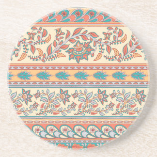 Indian Floral Borders Seamless Pattern Coaster