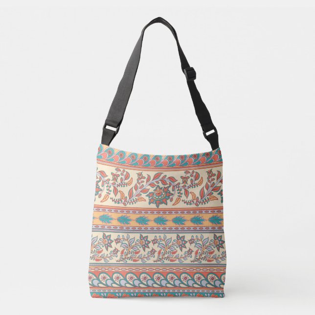 Indian Floral Borders Seamless Pattern Crossbody Bag (Front)