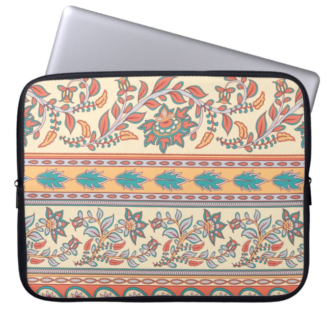 Indian Floral Borders Seamless Pattern Laptop Sleeve (Front)
