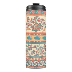 Indian Floral Borders Seamless Pattern Thermal Tumbler