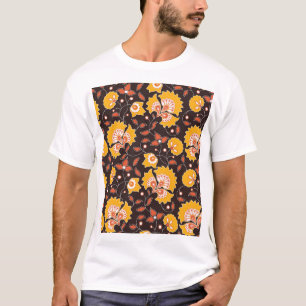 Indian Floral Coloured Vintage Seamless T-Shirt