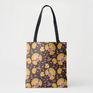 Indian Floral Coloured Vintage Seamless Tote Bag