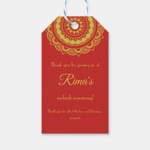 Indian Floral Gold Mehndi Design Gift Tag