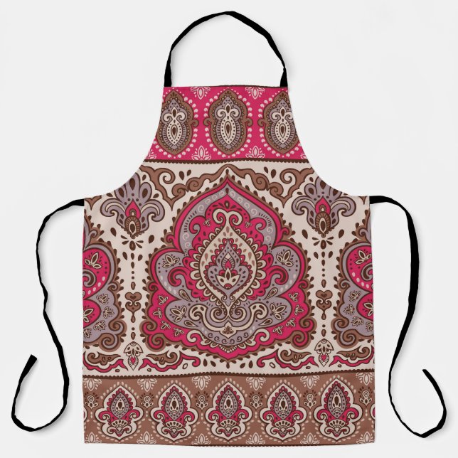 Indian floral paisley, ethnic mandala pattern. apron (Front)