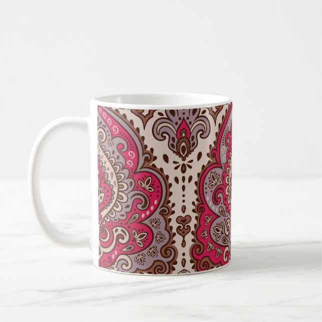 Indian floral paisley, ethnic mandala pattern. coffee mug (Left)