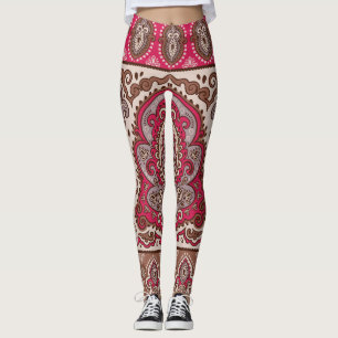 Indian floral paisley, ethnic mandala pattern. leggings