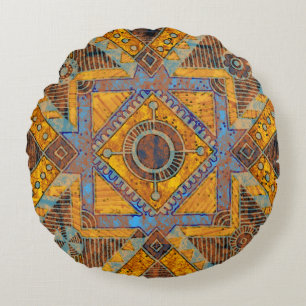 Indian Floral Paisley: Ethnic Medallion. Round Pillow