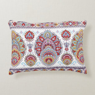 Indian floral paisley medallion pattern. Ethnic Ma Accent Pillow