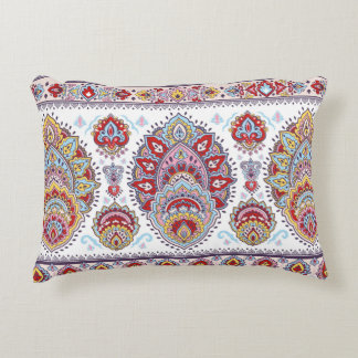 Indian floral paisley medallion pattern. Ethnic Ma Accent Pillow