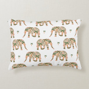 Indian Floral Paisley Ornate Elephants Accent Pillow