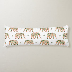 Indian Floral Paisley Ornate Elephants Body Pillow