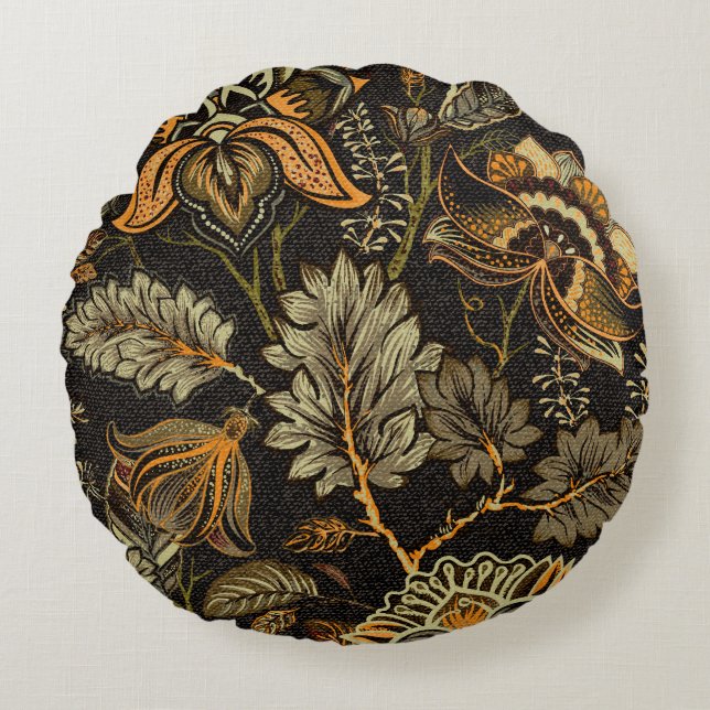 Indian floral paisley, seamless ethnic pattern. round pillow (Front)