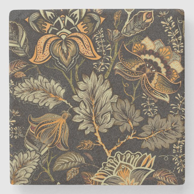 Indian floral paisley, seamless ethnic pattern. stone coaster (Front)