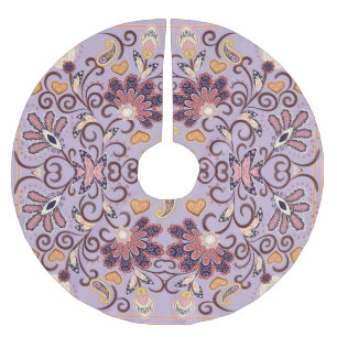 Indian floral tablecloth: lovely pastel pattern brushed polyester tree skirt