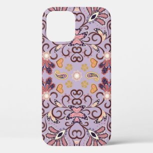 Indian floral tablecloth: lovely pastel pattern iPhone 12 case