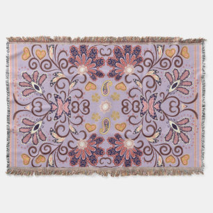 Indian floral tablecloth: lovely pastel pattern throw blanket