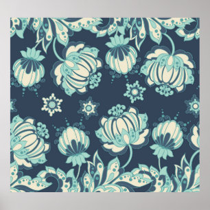 Indian Floral Vintage Seamless Pattern Poster