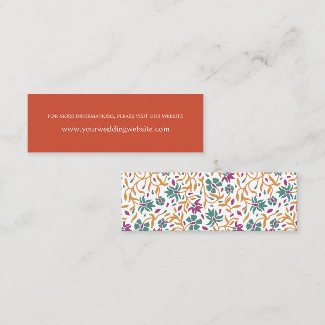 Indian Flower  Orange Online Wedding Website   Mini Business Card (Front/Back)