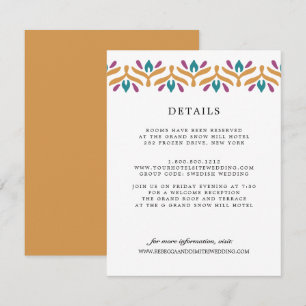 Indian Folk Art Mustard WEDDING Guest Details Enclosure Card