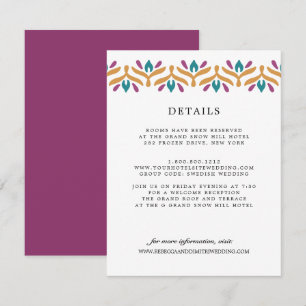 Indian Folk Art Purple WEDDING Guest Details Enclosure Card