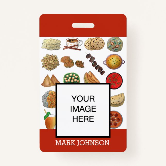 Indian Food Cuisine Cafe Restaurant Chef Server Badge (Front)