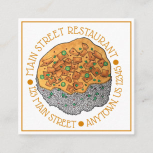 Indian Food Cuisine Restaurant Chicken Korma Square Business Card