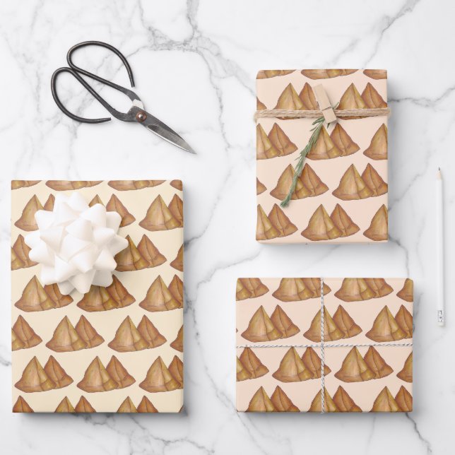 Indian Food Vegetarian Cooking Fried Samosa Pastry Wrapping Paper Sheet (Front)