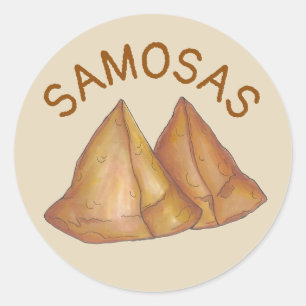 Indian Food Vegetarian Cooking Fried Samosas Classic Round Sticker