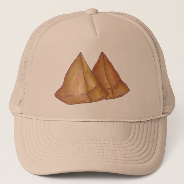 Indian Food Vegetarian Cooking Samosas Pastry Trucker Hat (Front)