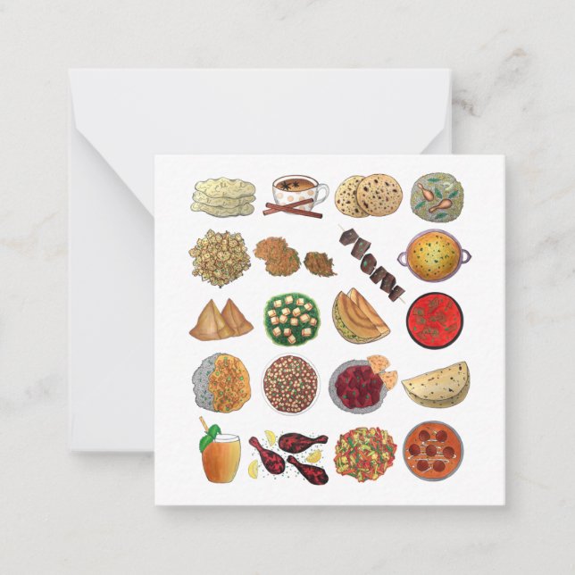Indian Foods Dishes Cuisine of India Illustration Card (Front)