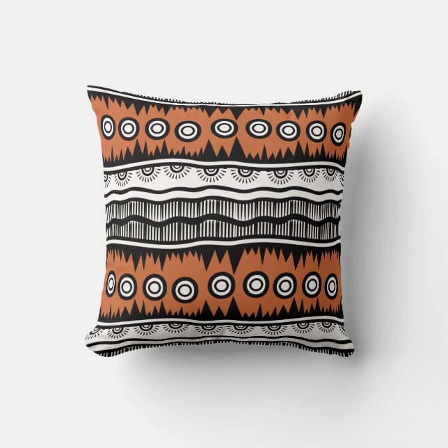 Indian Geographic Brown Tone Stripes   Throw Pillow (Front)