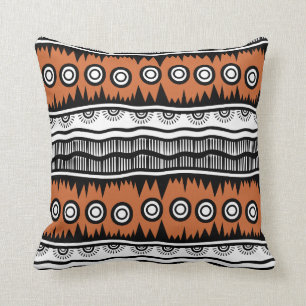 Indian Geographic Brown Tone Stripes   Throw Pillow