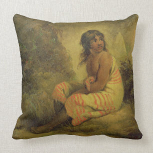 Indian Girl, 1793 (oil on canvas mounted on panel) Throw Pillow