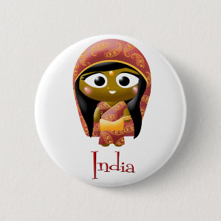 Indian Girl 2 Inch Round Button