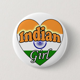 Indian Girl 2 Inch Round Button