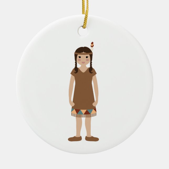Indian Girl Ceramic Ornament (Front)