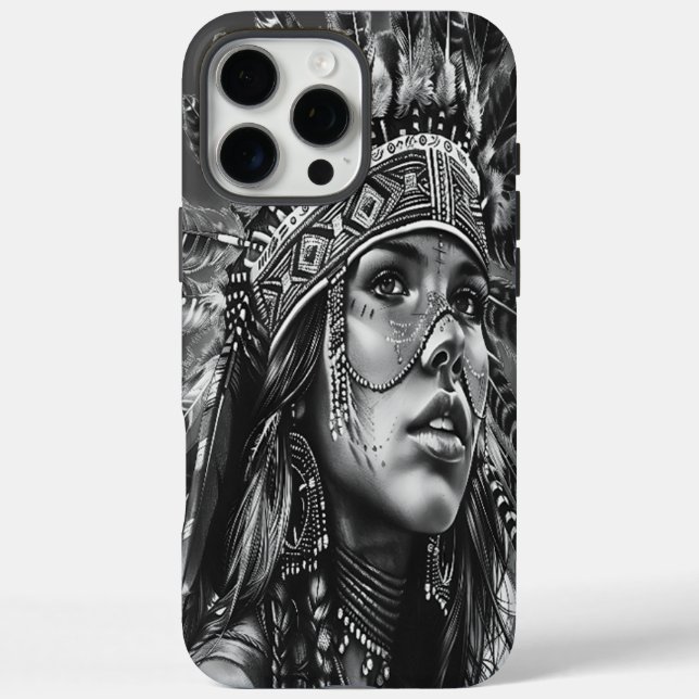 Indian girl’s warrior spirit with feathers Case-Mate iPhone case (Back)