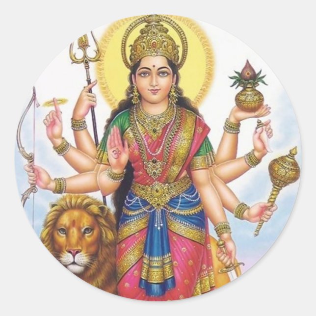 indian god classic round sticker (Front)