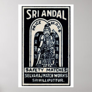 Indian Goddess with Bird Matchbox Art Print