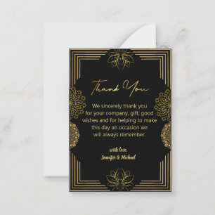 indian gold black geometric thank you wedding card