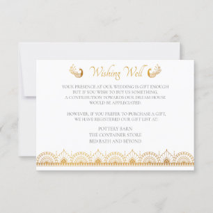 Indian Gold Ethnic Pattern Wedding Registry Card