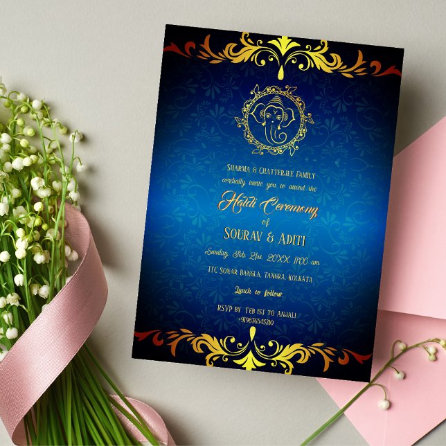 Indian Haldi Ceremony Hindu Couple Golden Invitation (Creator Uploaded)