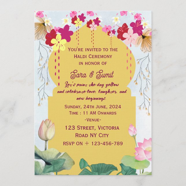 Indian Haldi Ceremony Invitations  (Devant)
