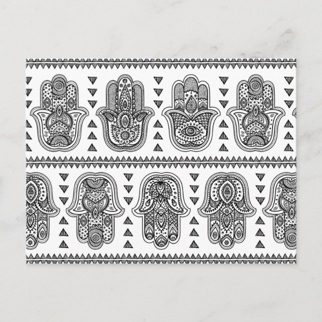 Indian Hand Drawn Hamsa Doodle Postcard (Front)
